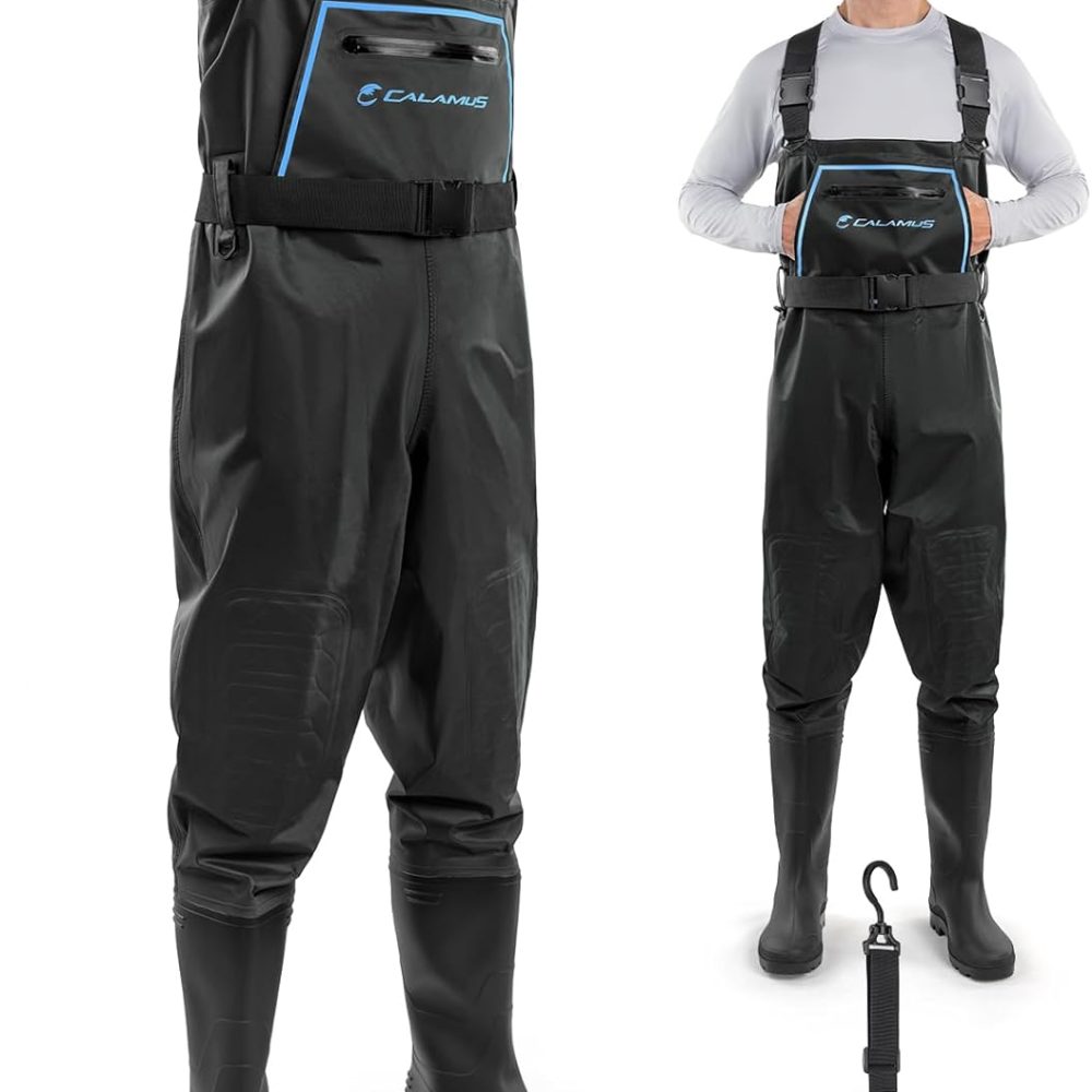 Calamus WaveWalker Fishing Waders for Men & Women, 100% Waterproof PVC Waders with Slip-Resistant Boots, Tear-Resistant Nylon
