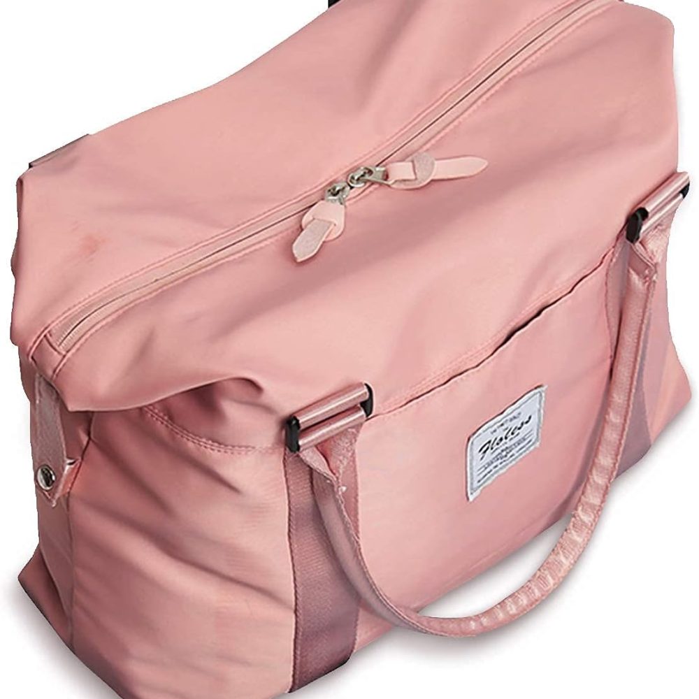 Womens travel bags, weekender carry on for women, sports Gym Bag, workout duffel bag, overnight shoulder Bag fit 15.6 inch Laptop Pink Large